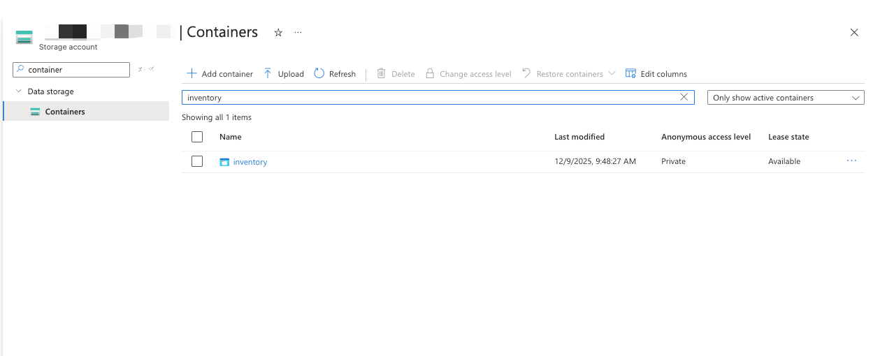 Open the inventory policy container and locate the latest report date folder