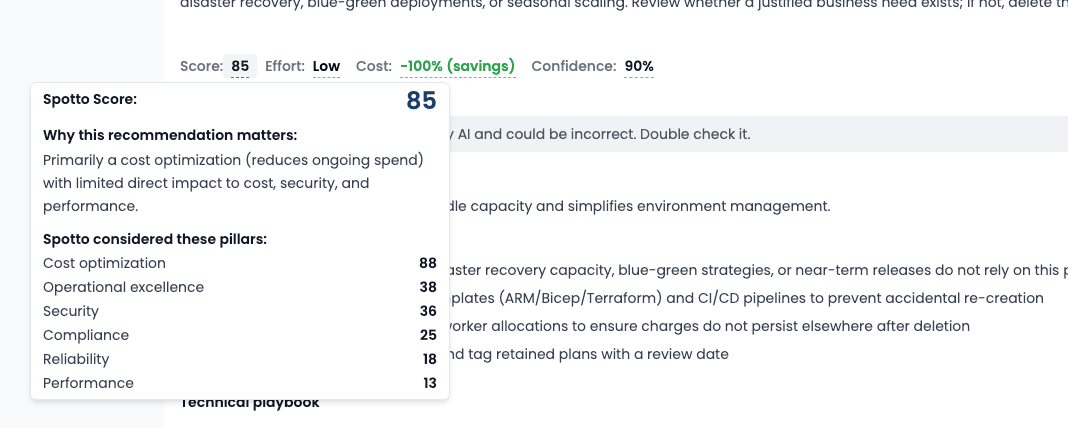 Score explanation tooltip in ranking view
